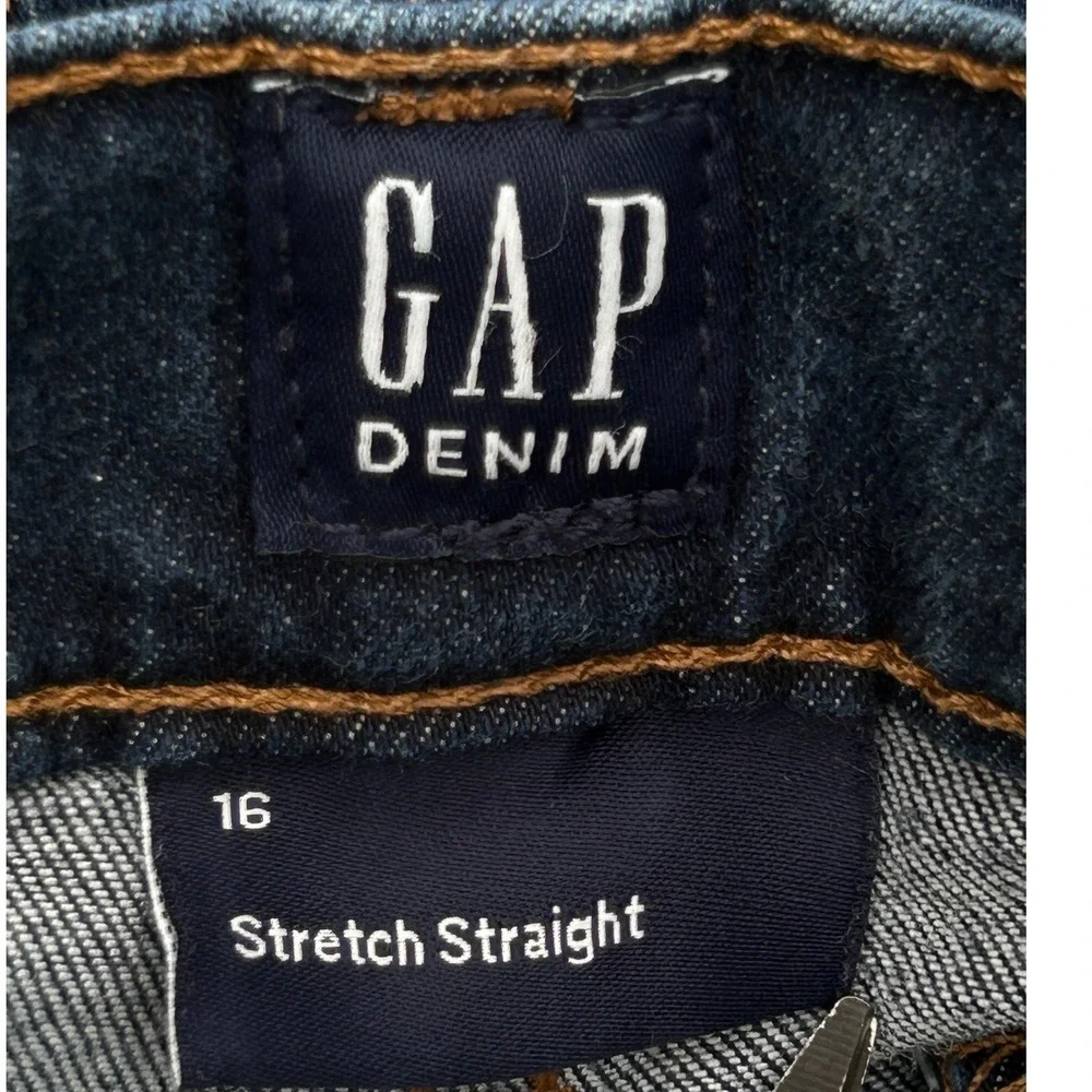 Gap Denim Boys Stretch Straight Jeans Dark Wash Size 16 Regular Blue Pants